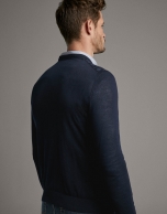 Navy blue high twist cotton sweater Navy blue high twist cotton sweater