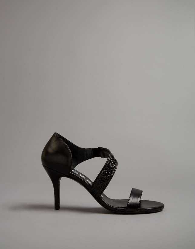 Black leather sandals