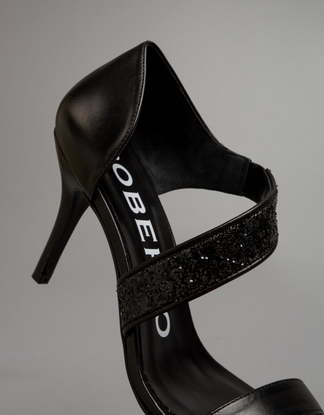 Black leather sandals