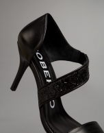 Black leather sandals