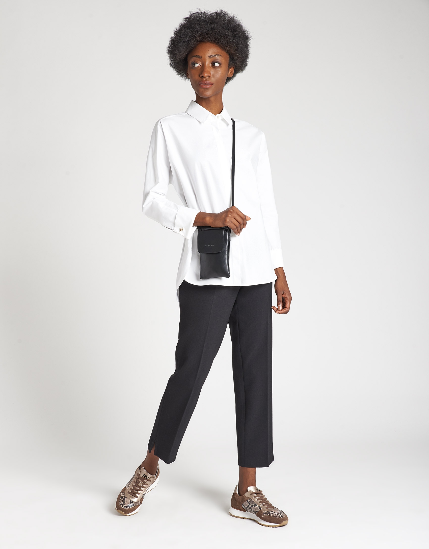 Black straight ankle-length pants