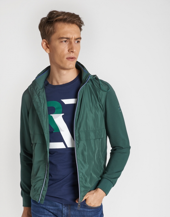 Camiseta manga corta marino serigraf&iacute;a RV verde/blanco