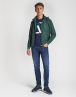 Camiseta manga corta marino serigraf&iacute;a RV verde/blanco