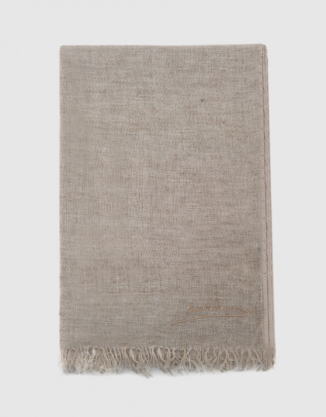 Beige melange plain foulard