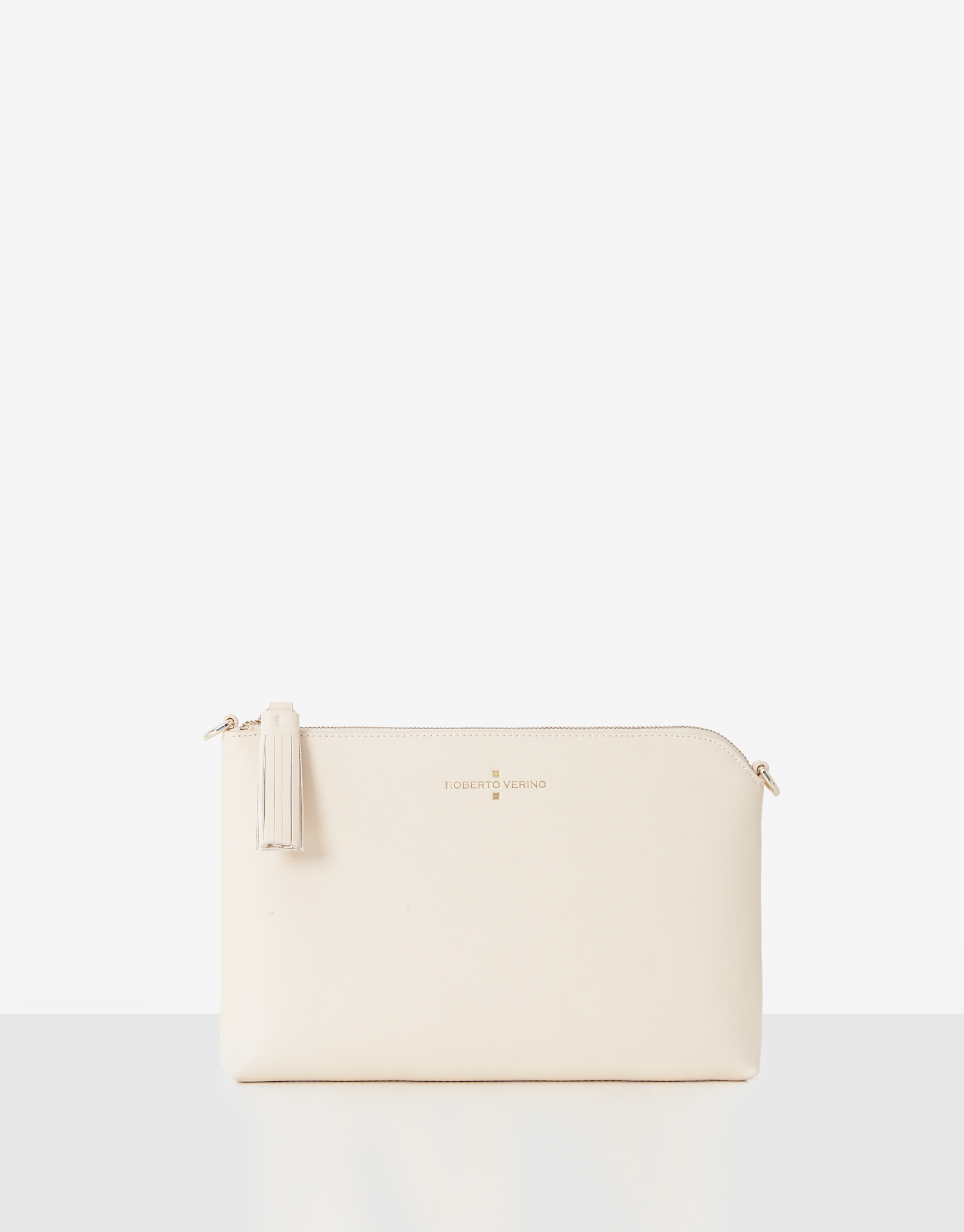 Lisa ecru leather clutch bag