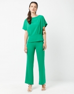 Pantal&oacute;n fluido recto verde