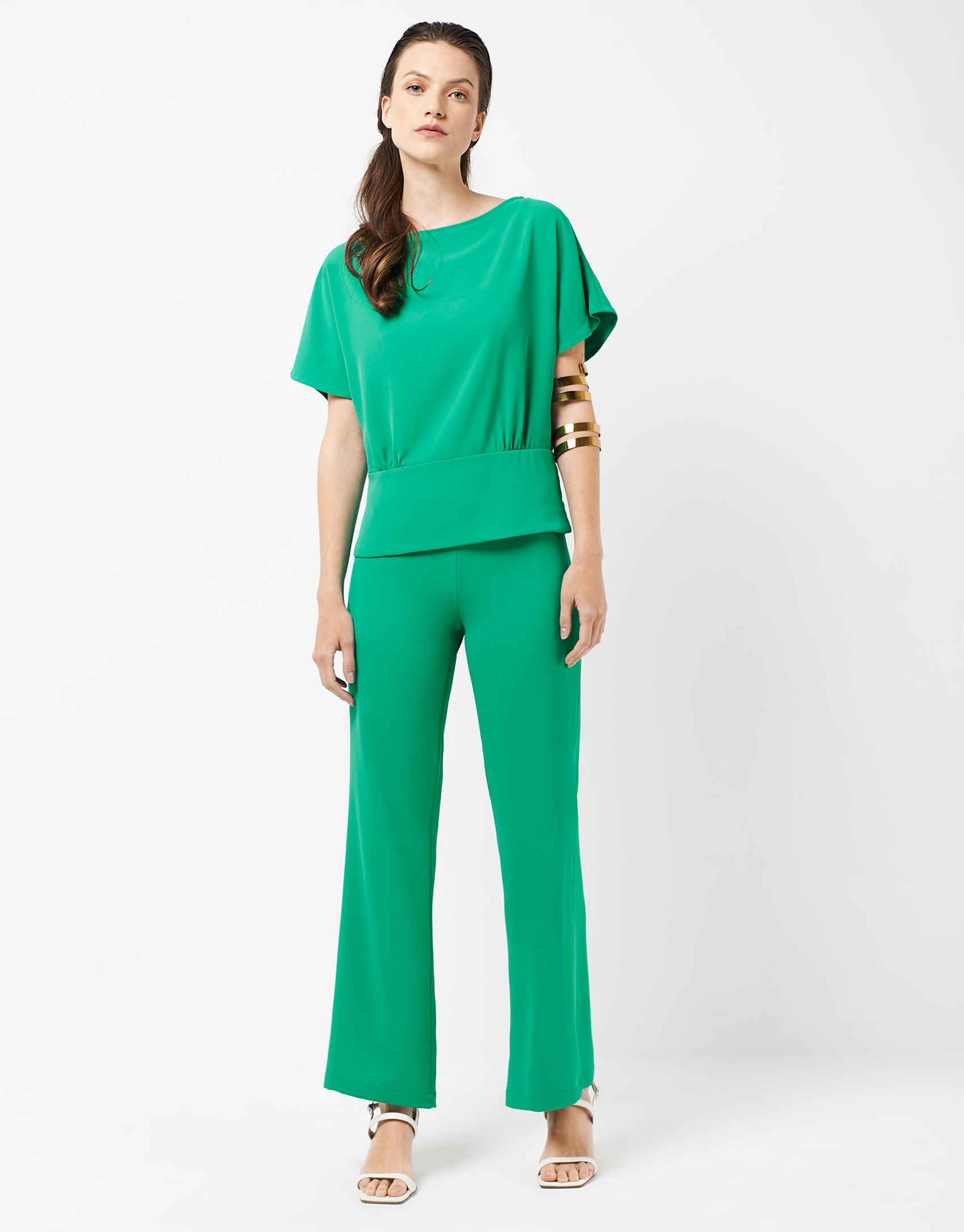 Pantal&oacute;n fluido recto verde