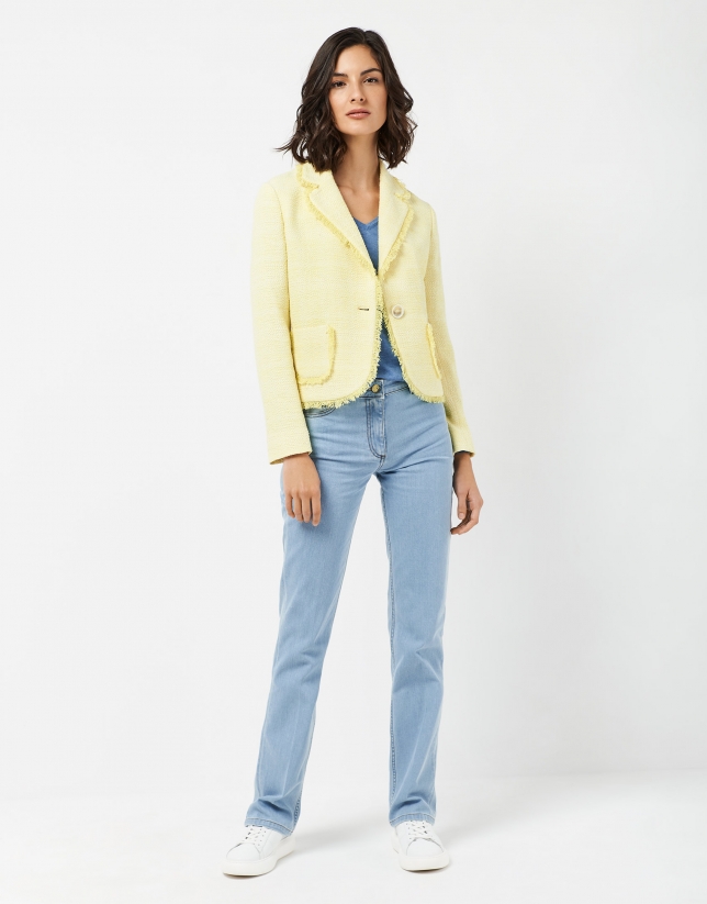Short yellow jacket with frayed edges