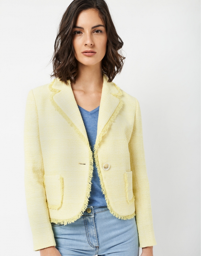 Chaqueta corta desflecada amarilla