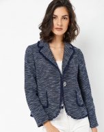 Short blue jacket with frayed edges