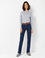 Grey assymetric sweater with fine knit