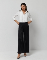 Pantal&oacute;n palazzo punto brillo negro