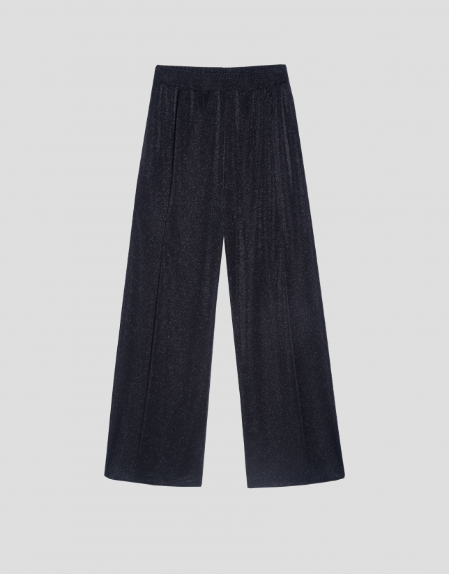 Pantal&oacute;n palazzo punto brillo negro