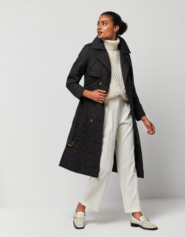 Beige knit vest with turtleneck