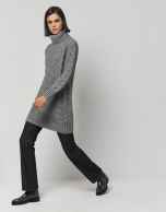 Gray thick knit sweater dress