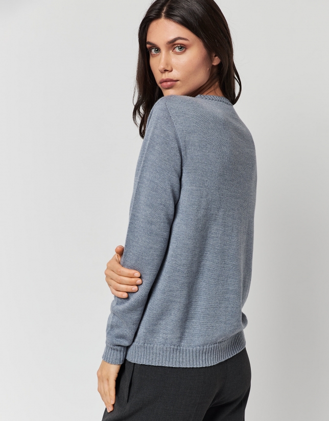 Jersey lana merino gris con espiga