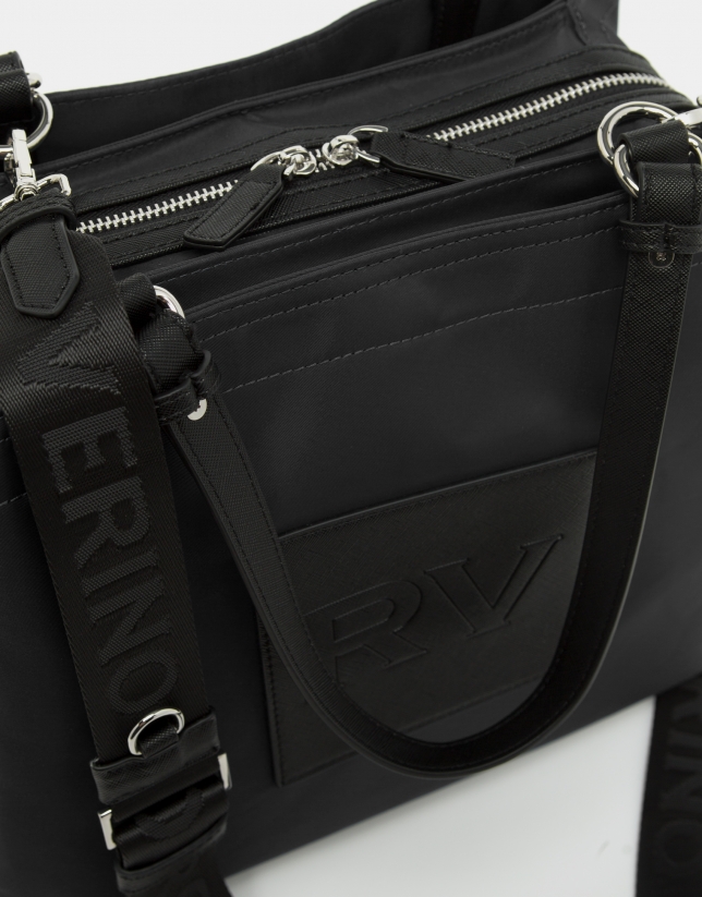 Bolso hobo Dalhia M nailon negro