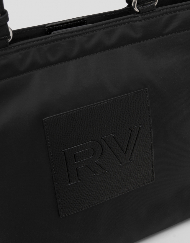 Bolso shopper Dalhia nailon negro