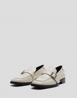Beige leather moccasins