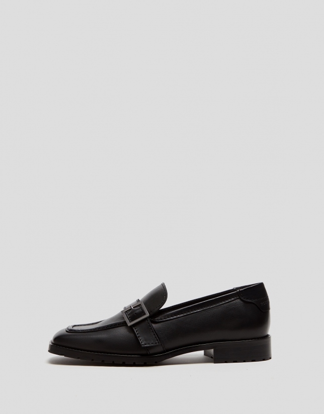 Black leather moccasins