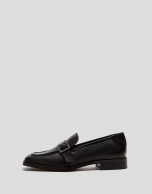 Black leather moccasins