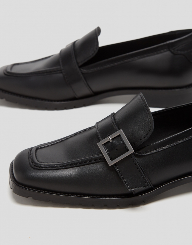 Zapato mocasín piel negra