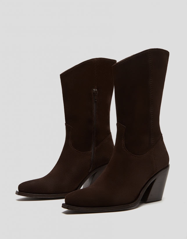 Bota cowboy piel marrón