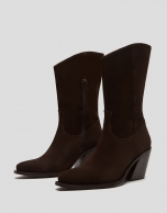 Bota cowboy piel marrón