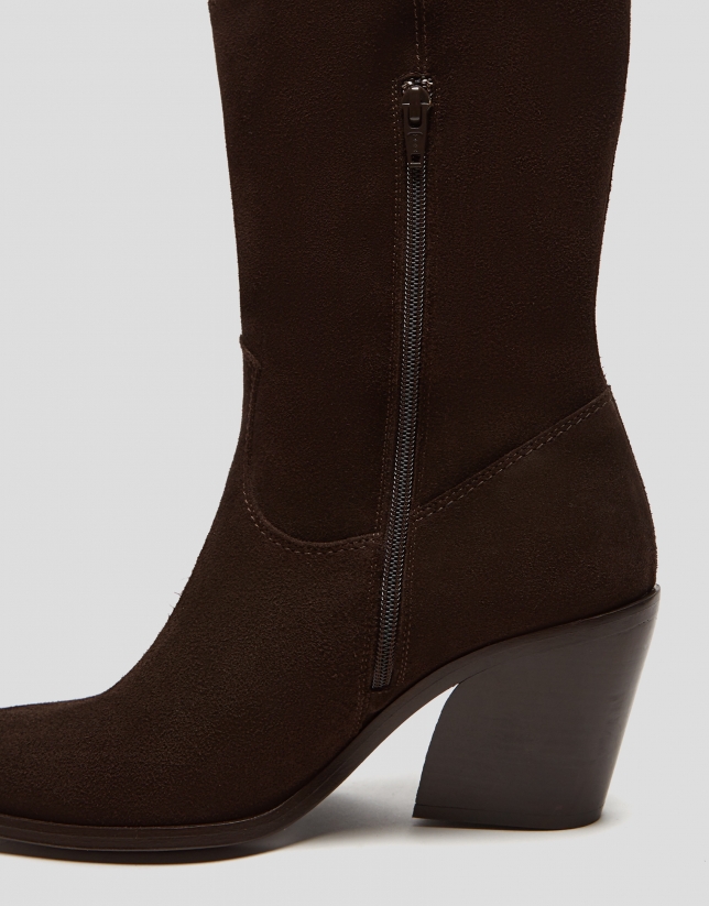 Bota cowboy piel marrón