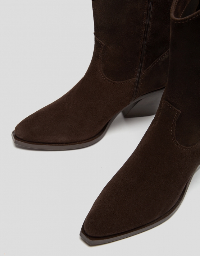 Bota cowboy piel marrón