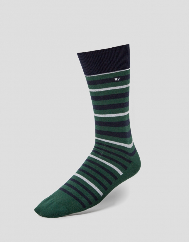 Navy blue and yellow socks pack/green and navy blue stripes