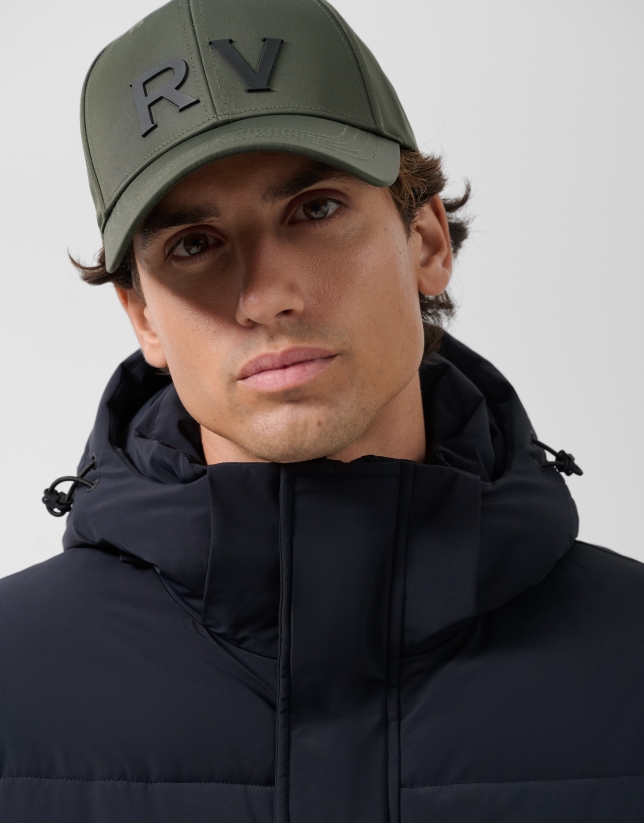 Kakhi green nylon baseball cap with RV logo