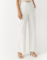 Pantal&oacute;n ancho 4 bolsillos denim blanco
