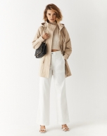 White denim wide pants with 4 pockets