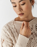 Beige knit openwork sweater 