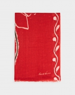 Red foulard with white flower print