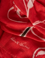 Red foulard with white flower print