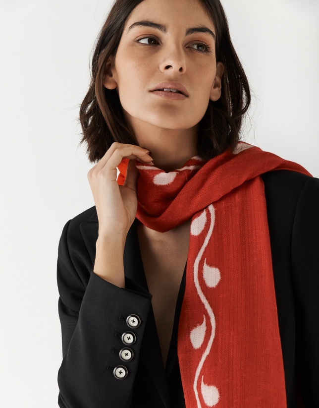 Red foulard with white flower print