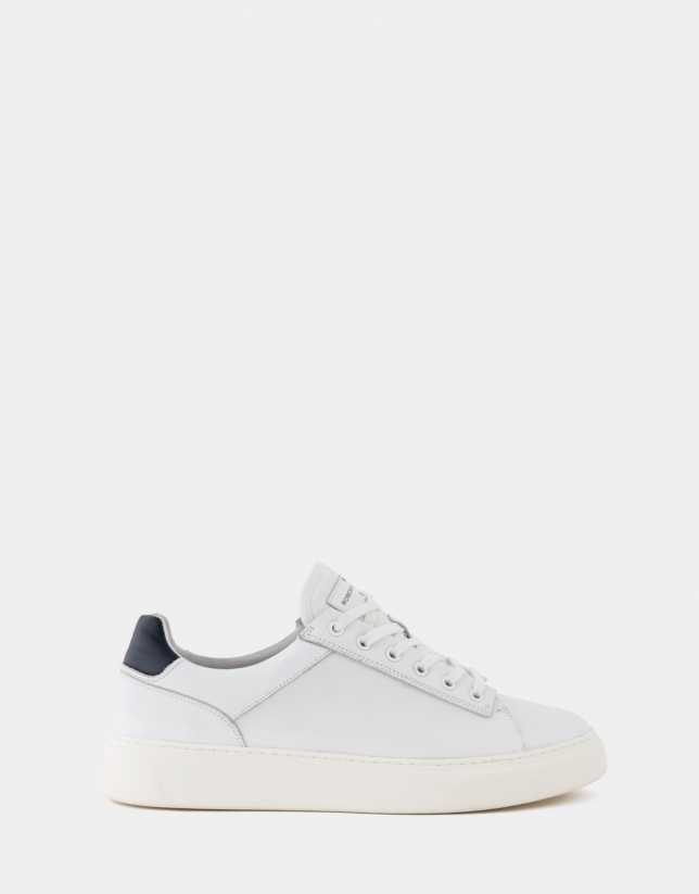 White trainers with blue heel