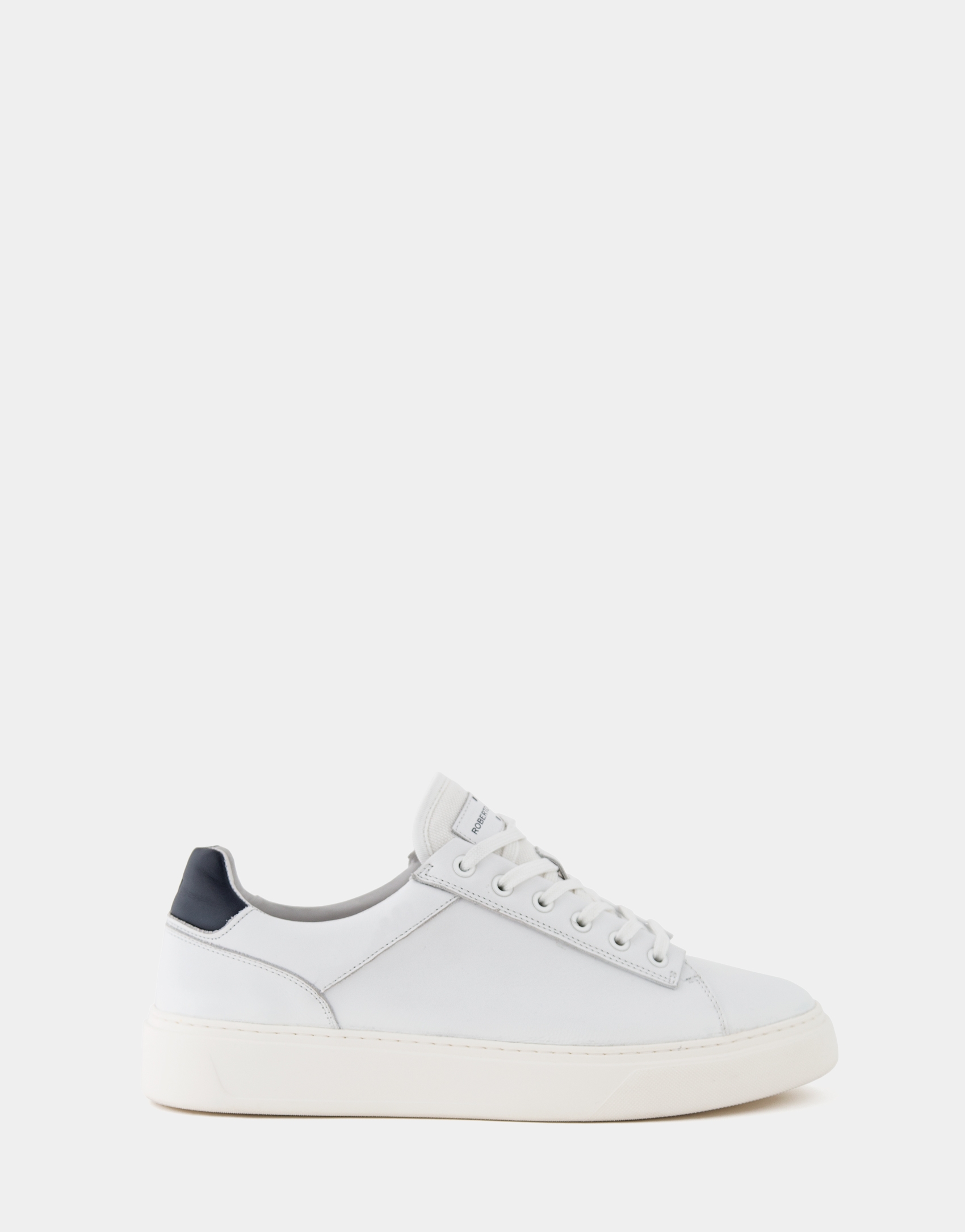 White trainers with blue heel