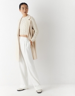 Long beige vest with lapels