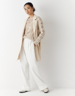 Long beige vest with lapels