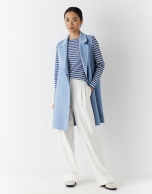 Long blue vest with lapels