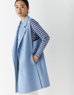 Long blue vest with lapels