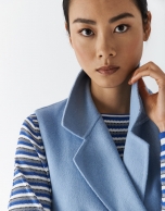 Long blue vest with lapels