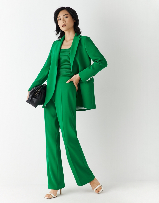 Green crepe pants