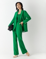 Green crepe pants