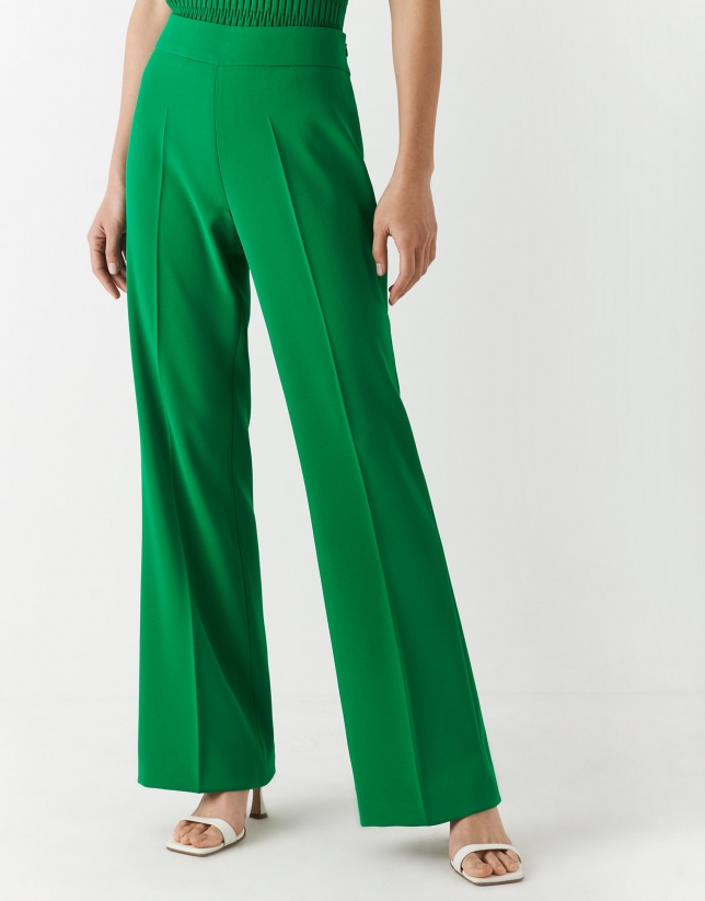 Pantal&oacute;n crep&eacute; verde
