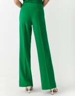 Green crepe pants
