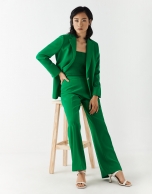 Green crepe pants